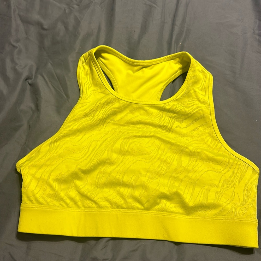 Fabletics neon sports bra with electronic pocket